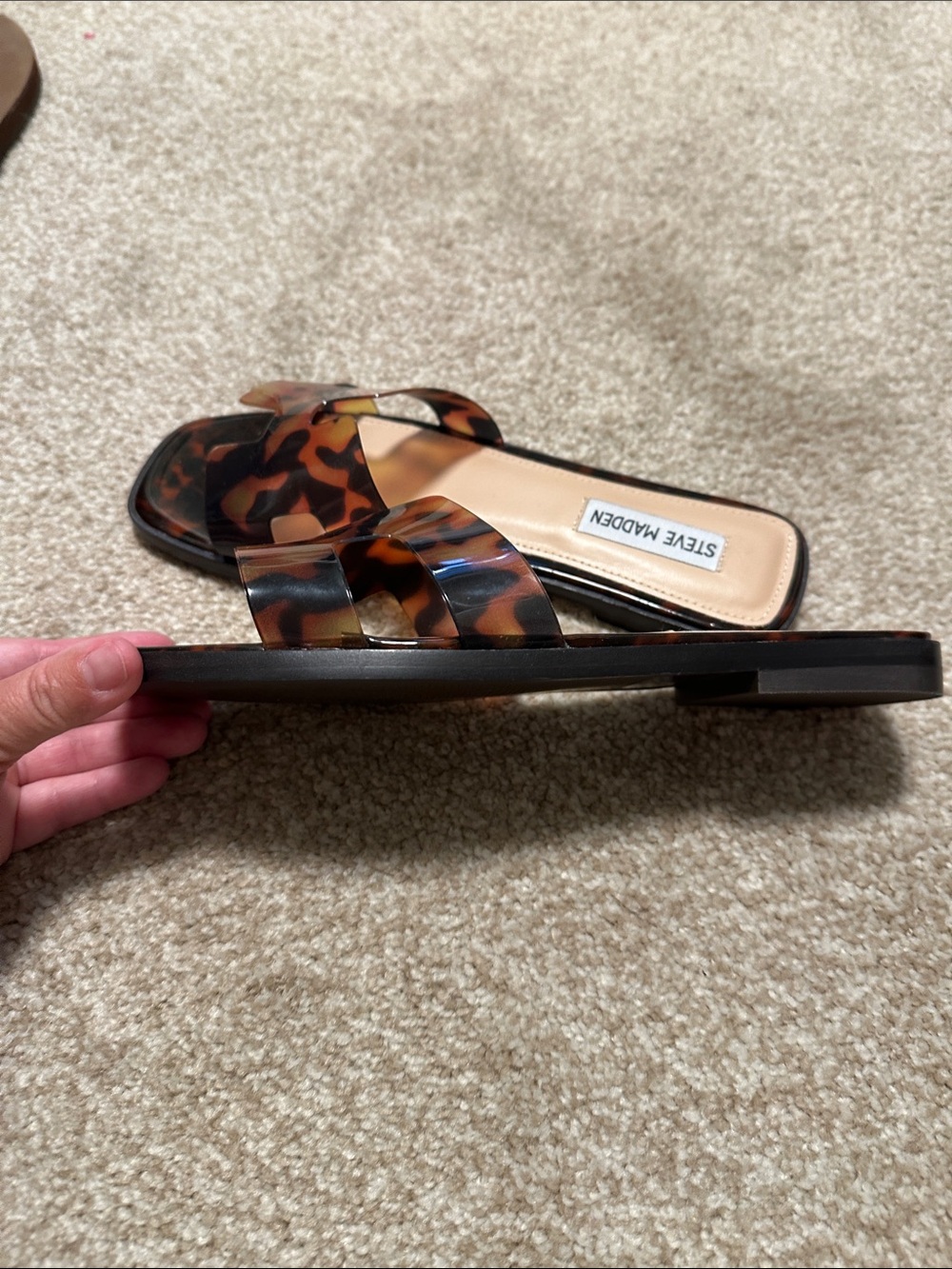 Steve Madden Tortoiseshell Slide Sandals - Brown/Black - Picture 2 of 4